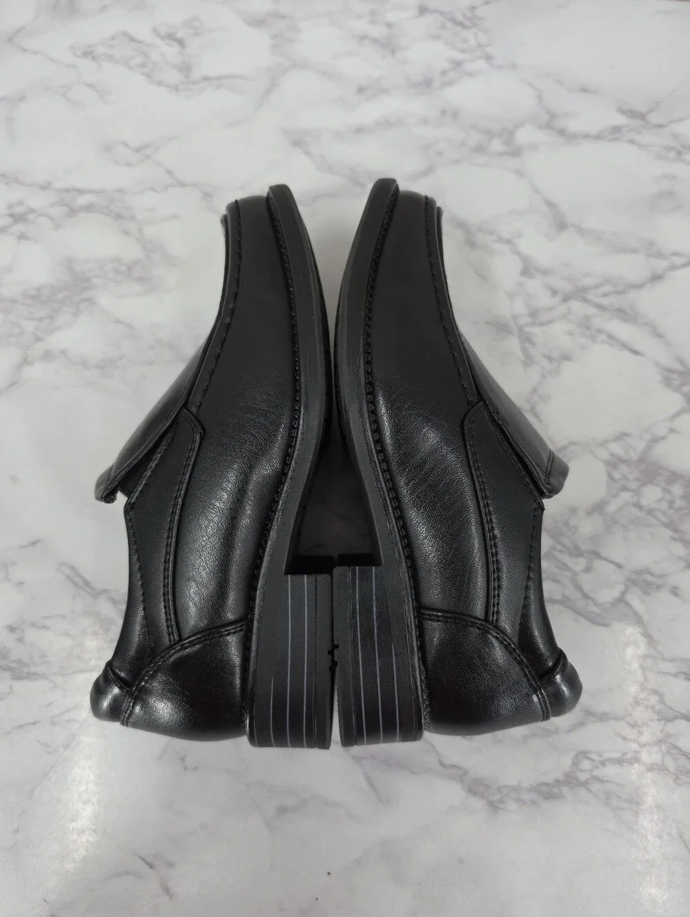 Robert David Black Faux Leather Slip-On Dress Shoes Boys Toddler Size 11 Wide